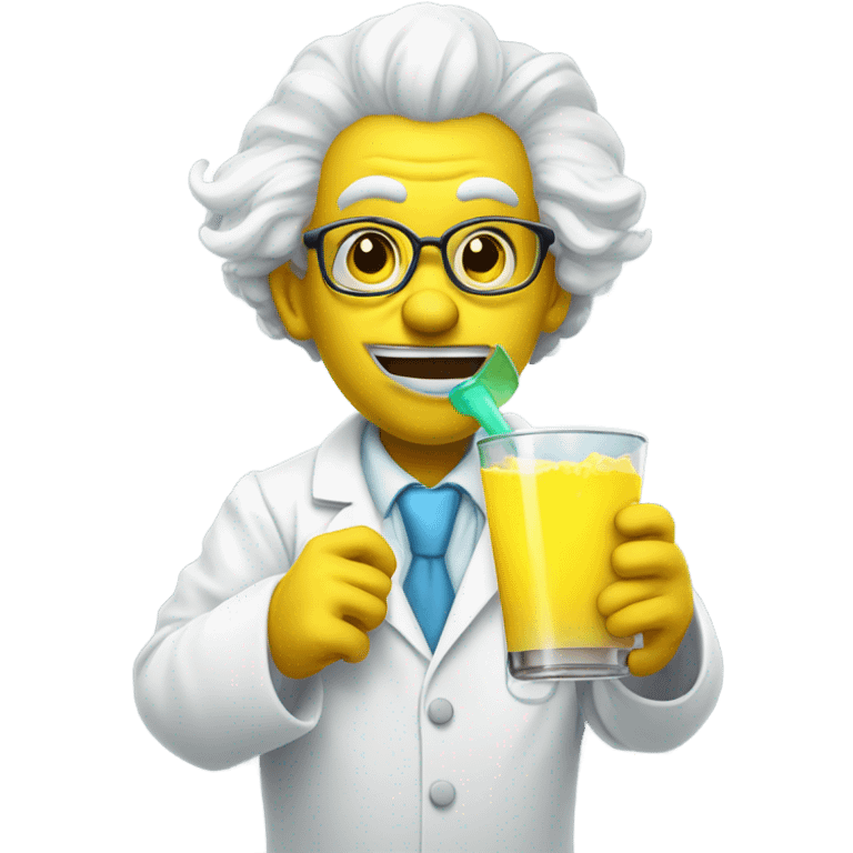 Clown doctor white coat drinking disgusting yellow drink emoji