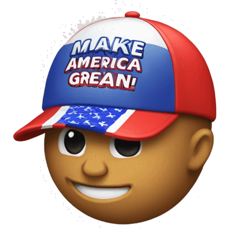 Red ball cap that says “make America great again” emoji