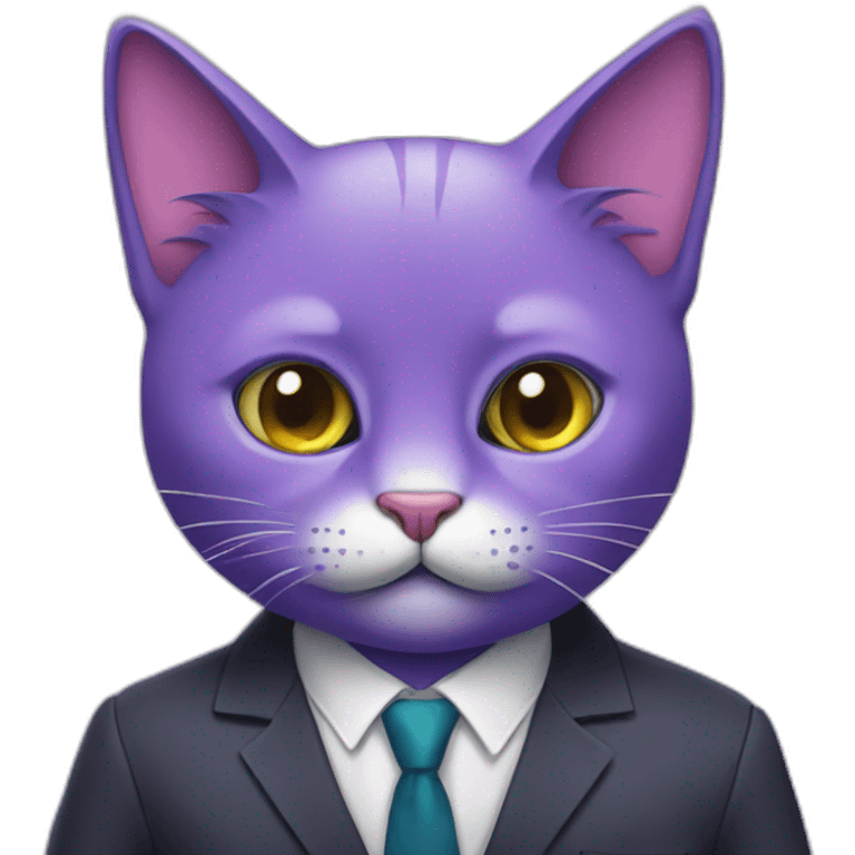 Purple cat in a suit emoji