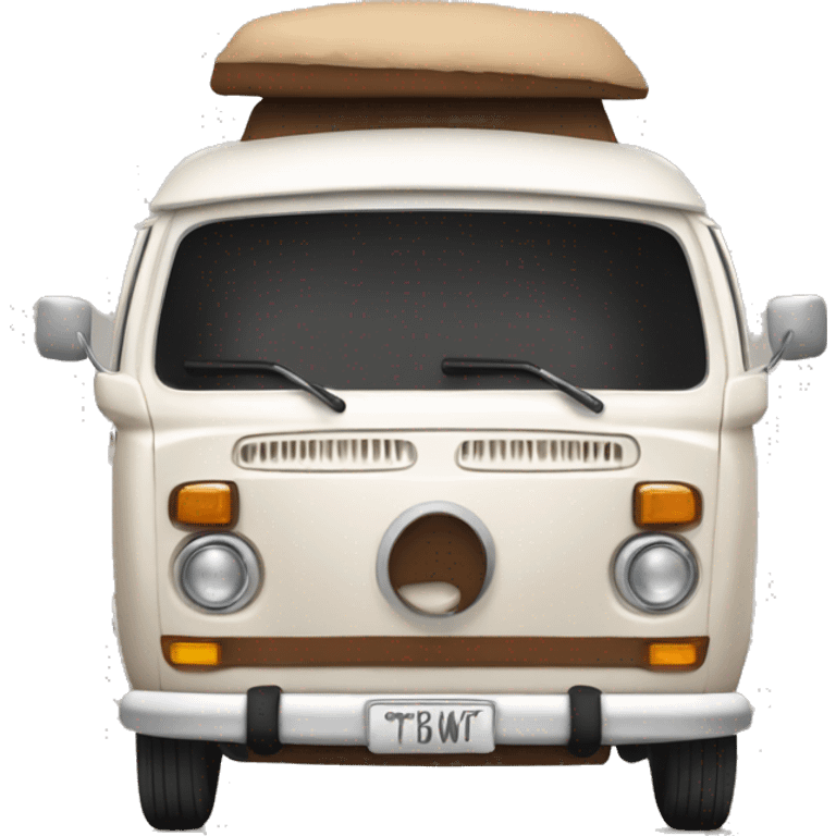 Brown and white hippie mini van  emoji