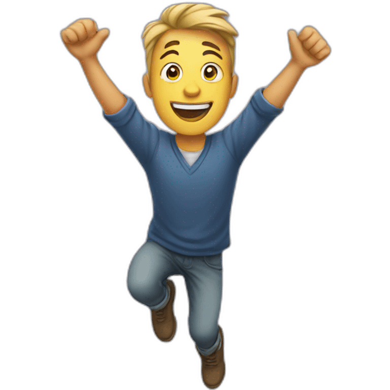 excited man with arms raised above head emoji