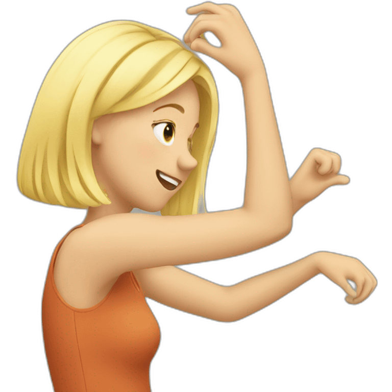 blond girl making a dab emoji