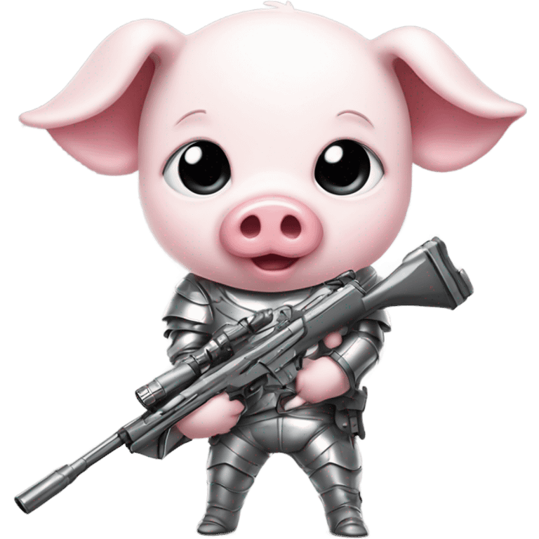 Baby pig sniper in silver armor shoots and heart fires emoji