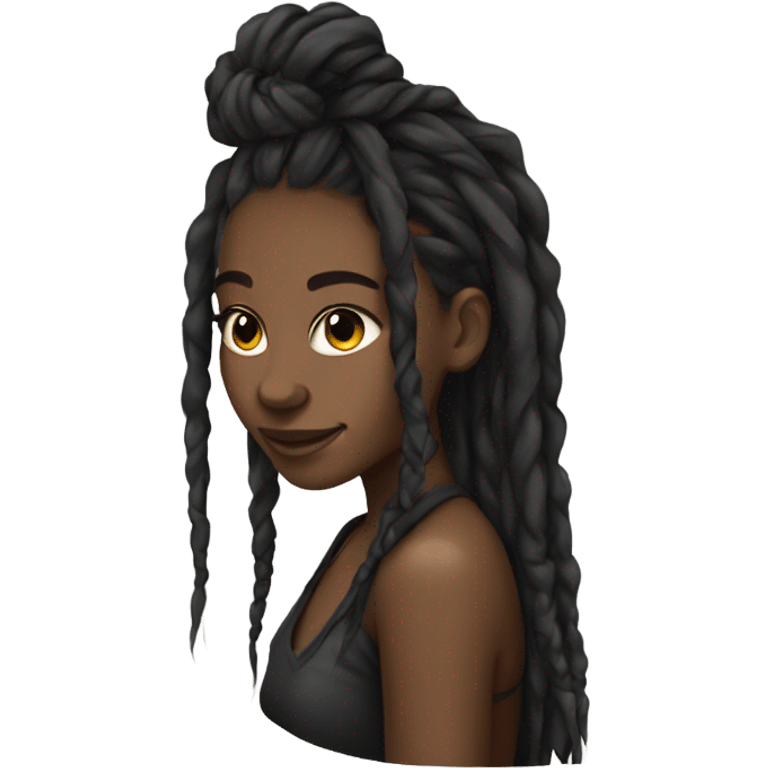 Black girl with long dreadlocks and a nose ring emoji