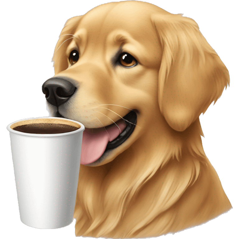 Golden retriever drinking a coffee  emoji