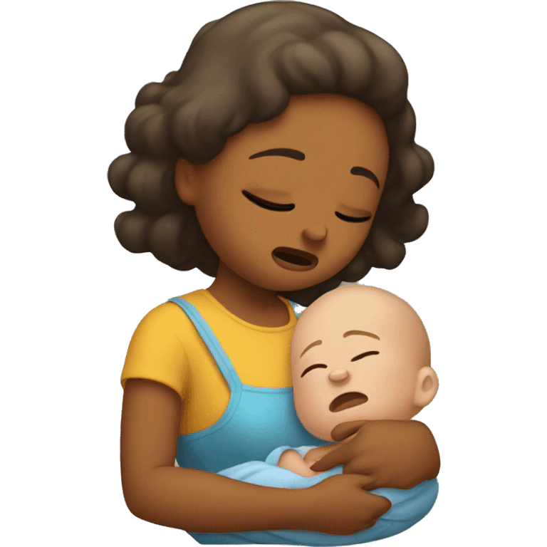 A BABY CRYING AND A MOM CALMS HER DO emoji