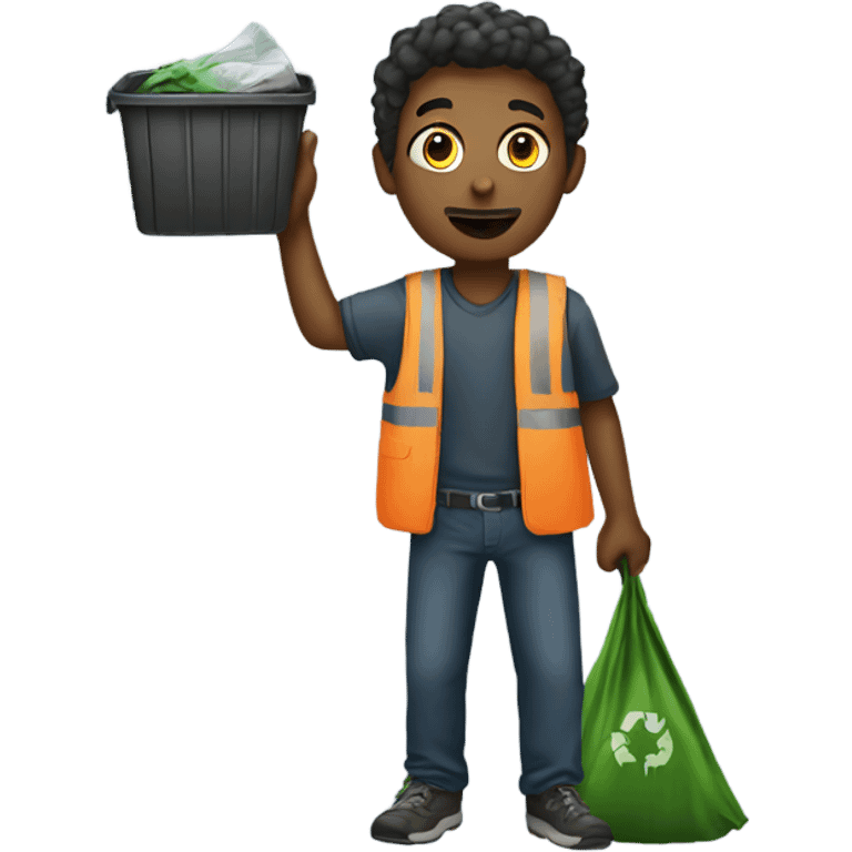 A man collecting garbage emoji. emoji