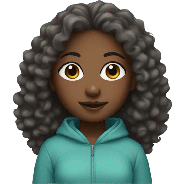 Black girl with curly hair and wearing a hoodie  emoji