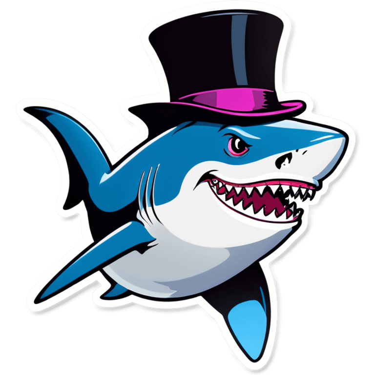 Shark with a top hat emoji