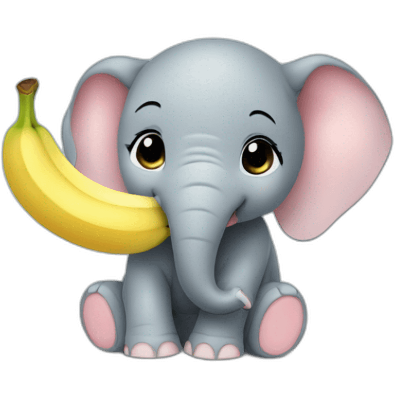 the cute baby elephant eats a banana emoji