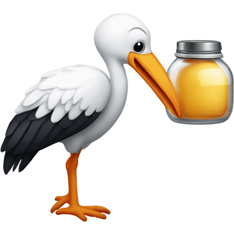 A stork carrying a jar instead of a child emoji