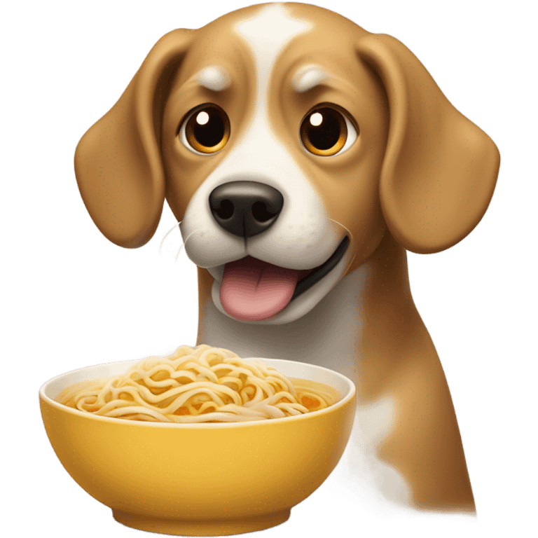 dog with ramen emoji