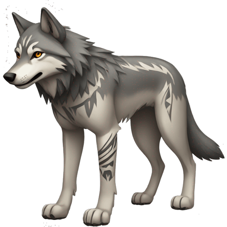 Wolf With Tribal Markings Full Body emoji