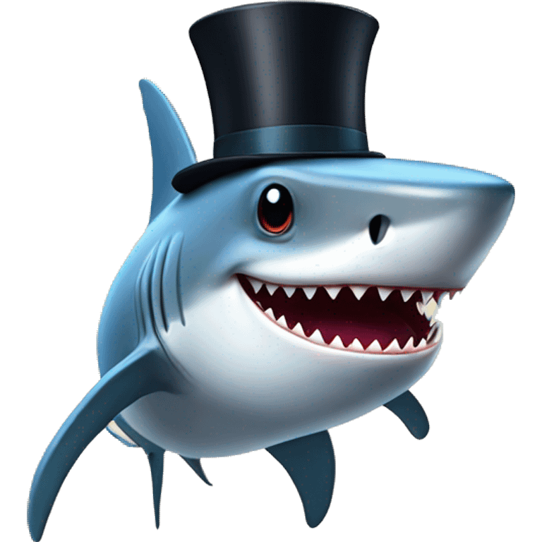 Shark with a top hat emoji