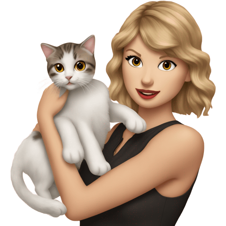 Taylor Swift holding a cat emoji