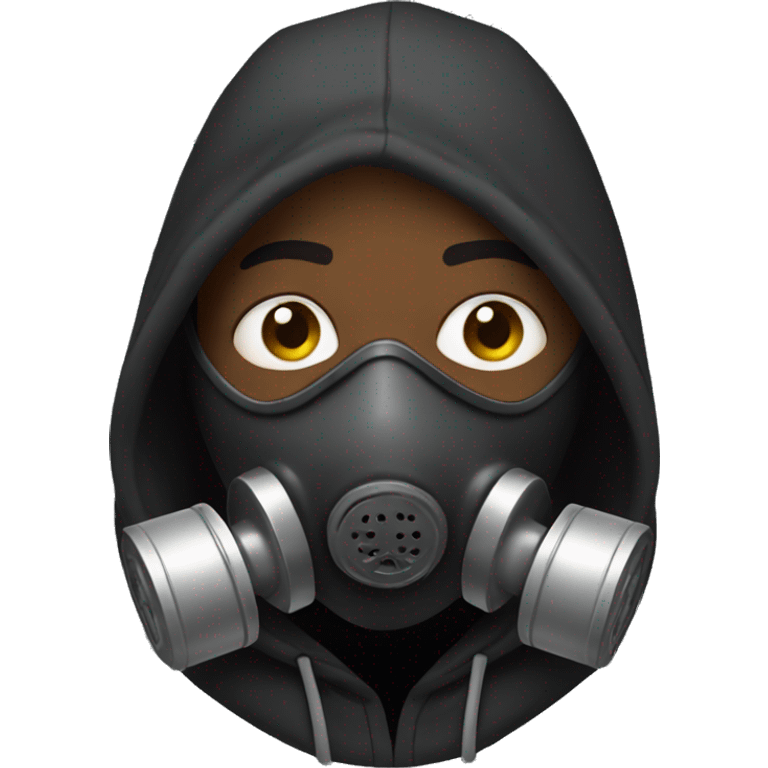 Black Man with hoodie with gas mask emoji