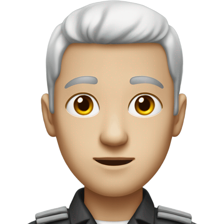 an white skin prisoner in an dark gray uniform. very realistic and detailed emoji