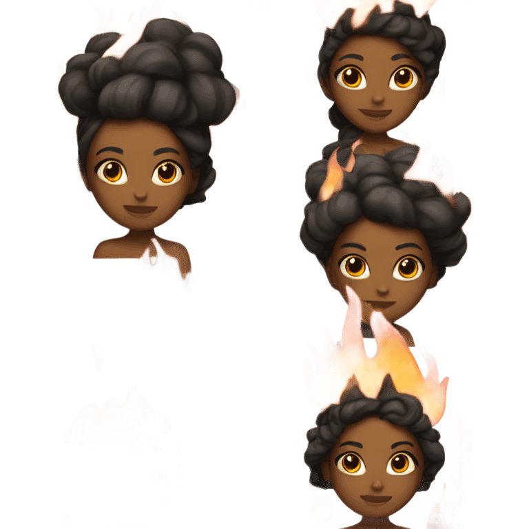 Black girl with flames on her head emoji