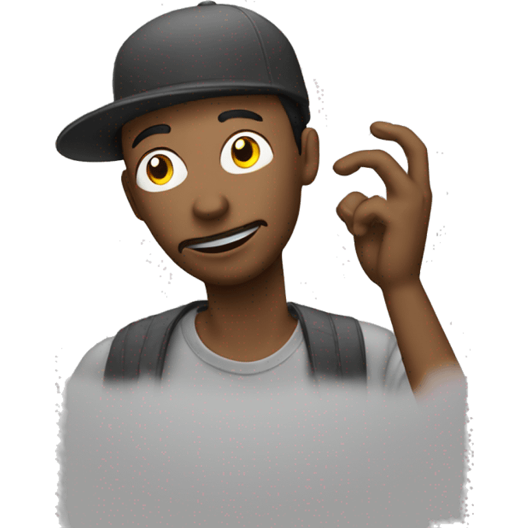 Street man with smoke around puts his hand in front of his face  emoji