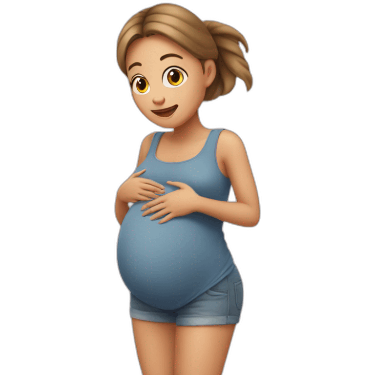 Girl pregnant with a bruger emoji