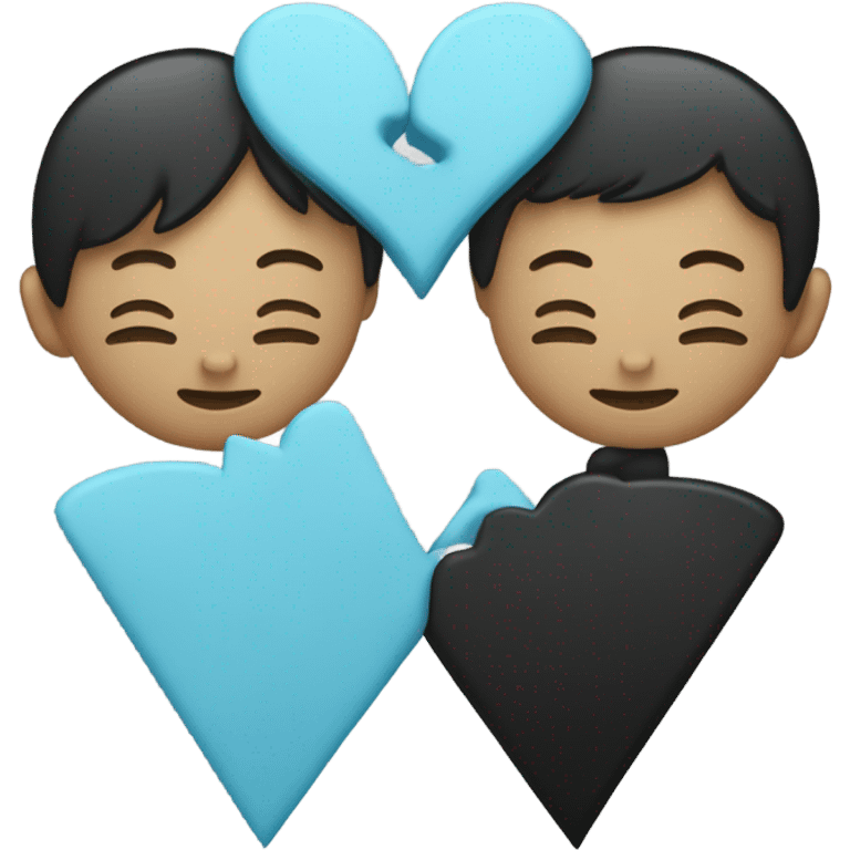 Half black and baby blue heart emoji