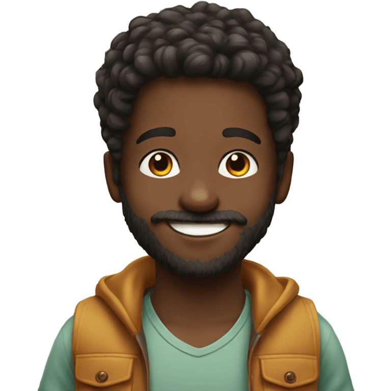 smiling boy with beard portrait make him african emoji