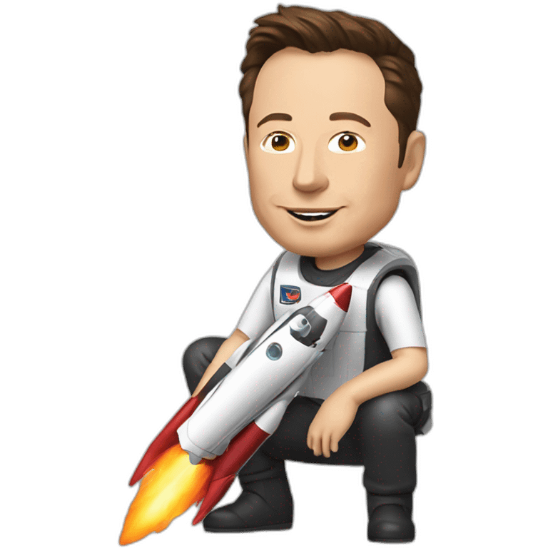 elon musk playing with rocket toy emoji