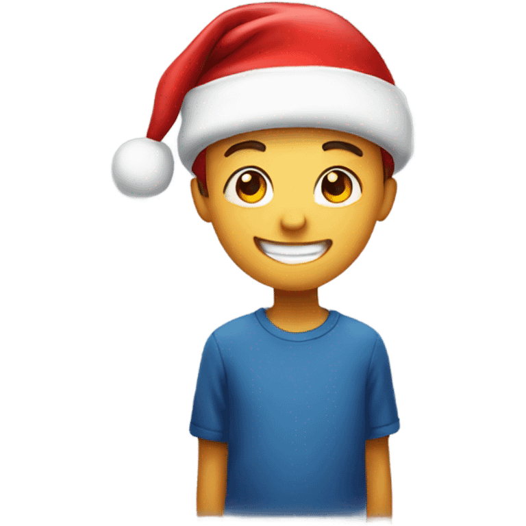 smiling boy in santa hat emoji