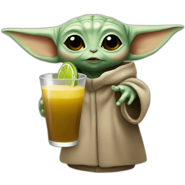 Baby yoda drinking a drink emoji