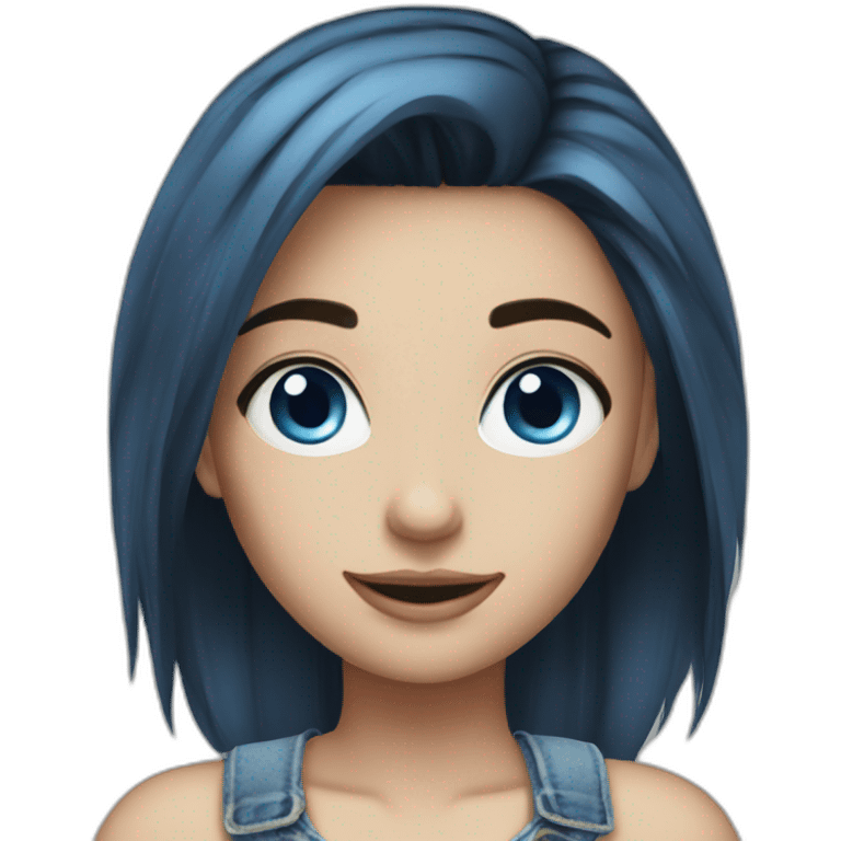 Blue eyes blue hair jeans girl emoji