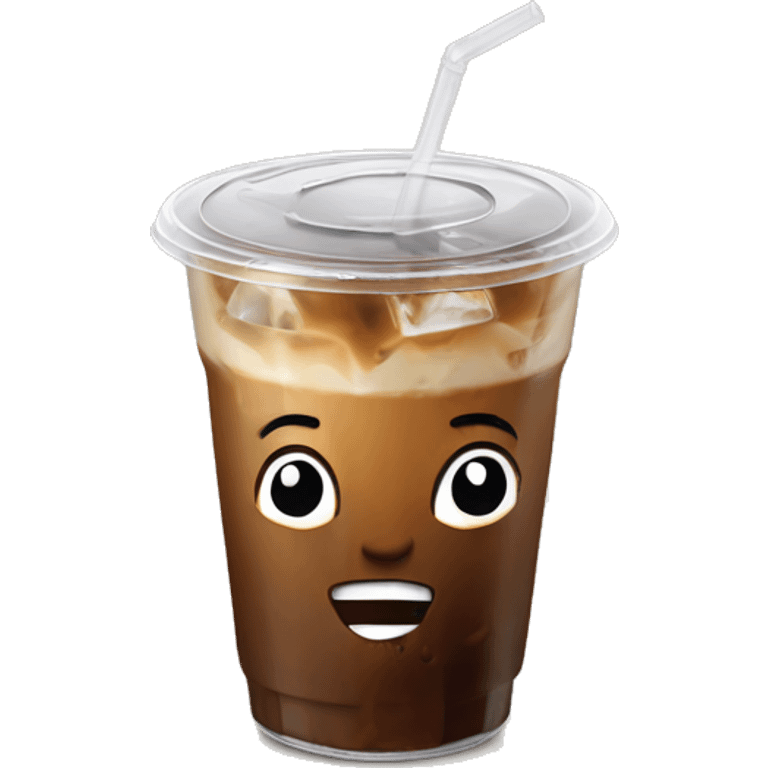 Cold coffee with ice cubes In a plastic cup 450 ml emoji