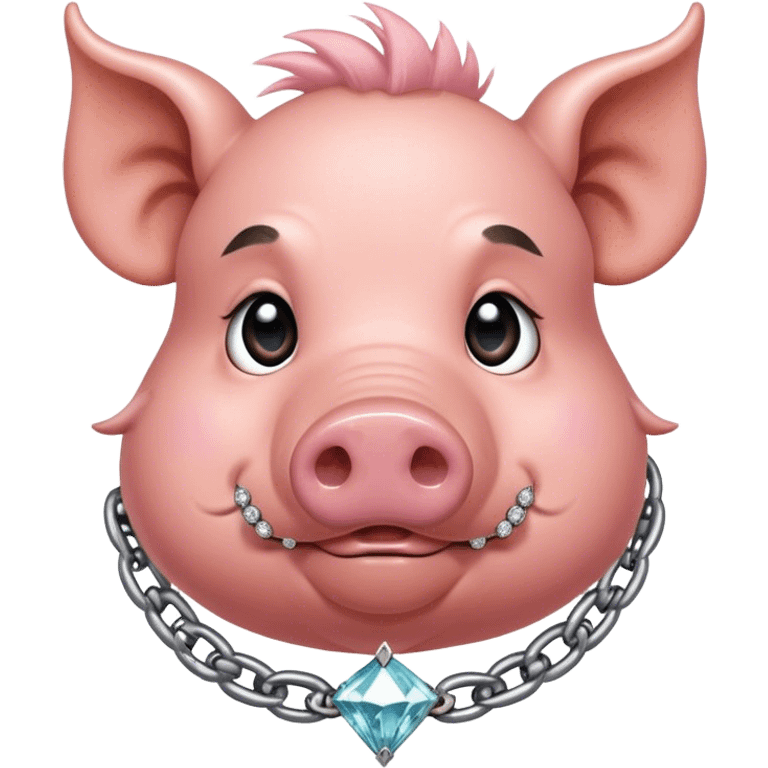 Hairy pig, tatto on face with diamont chain on the neck emoji