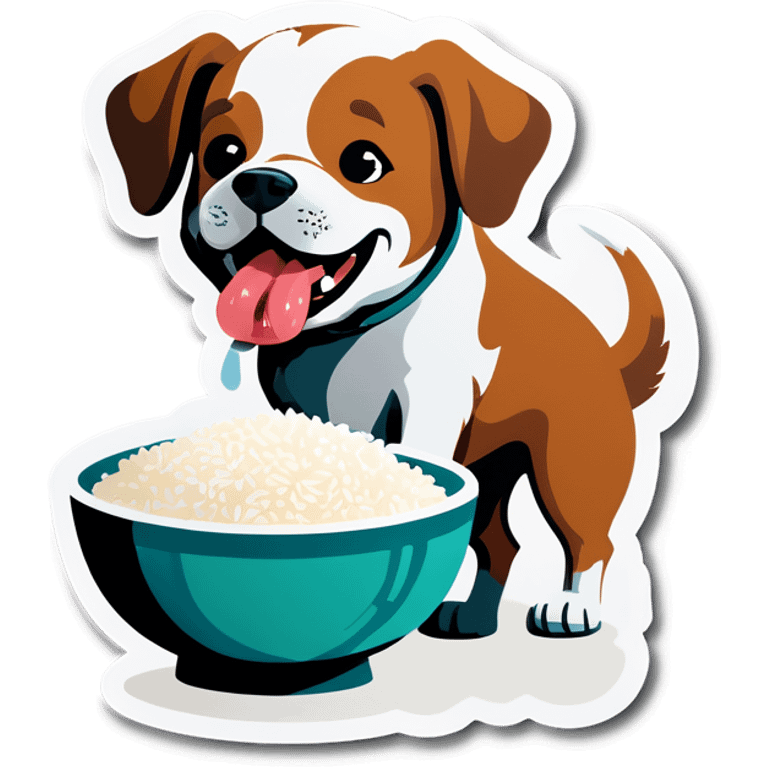 Dog eating rice emoji