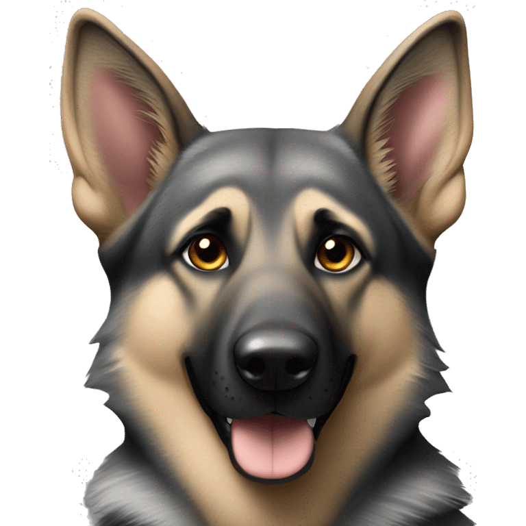 Grey German Shepherd with flexed ear  emoji