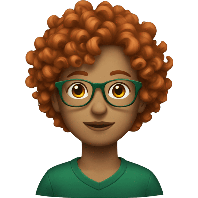 curly red hair with glasses in deep green pulover emoji