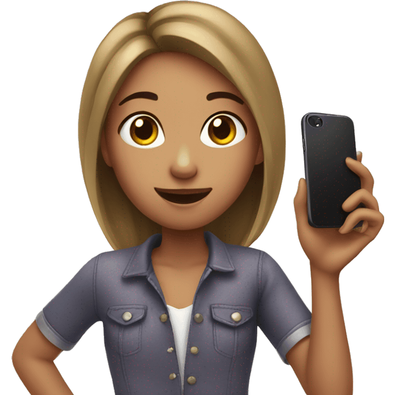 girl taking selfie with phone emoji