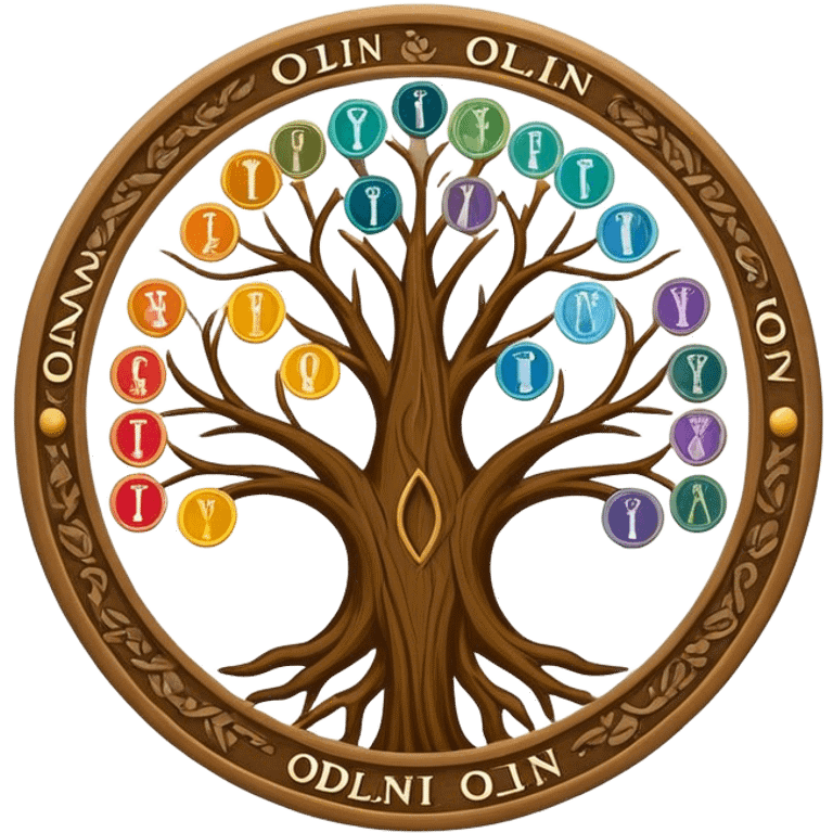 created an intricate but manly looking family genealogy logo to include the name Odlin and a title of Genealogy while also using multiple colors in the logo emoji