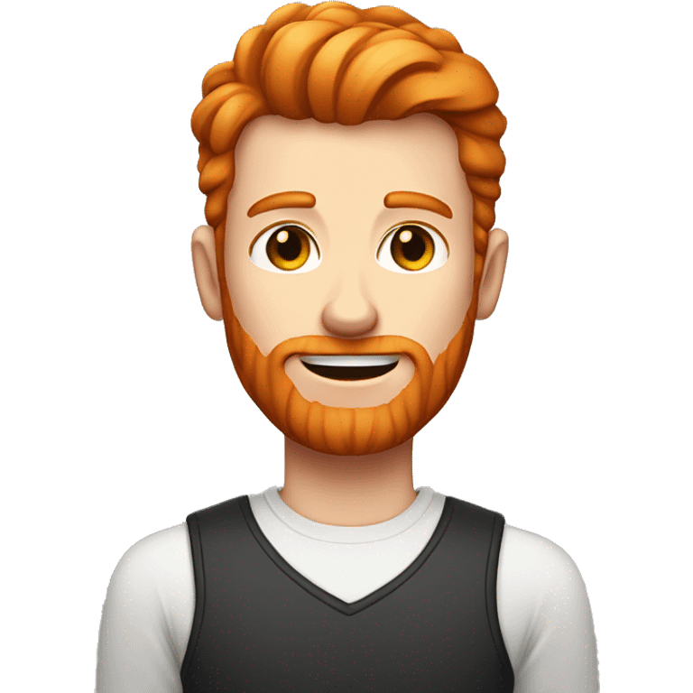 ginger guy with a sharp jawline and square face format, stubble beard, teenager emoji