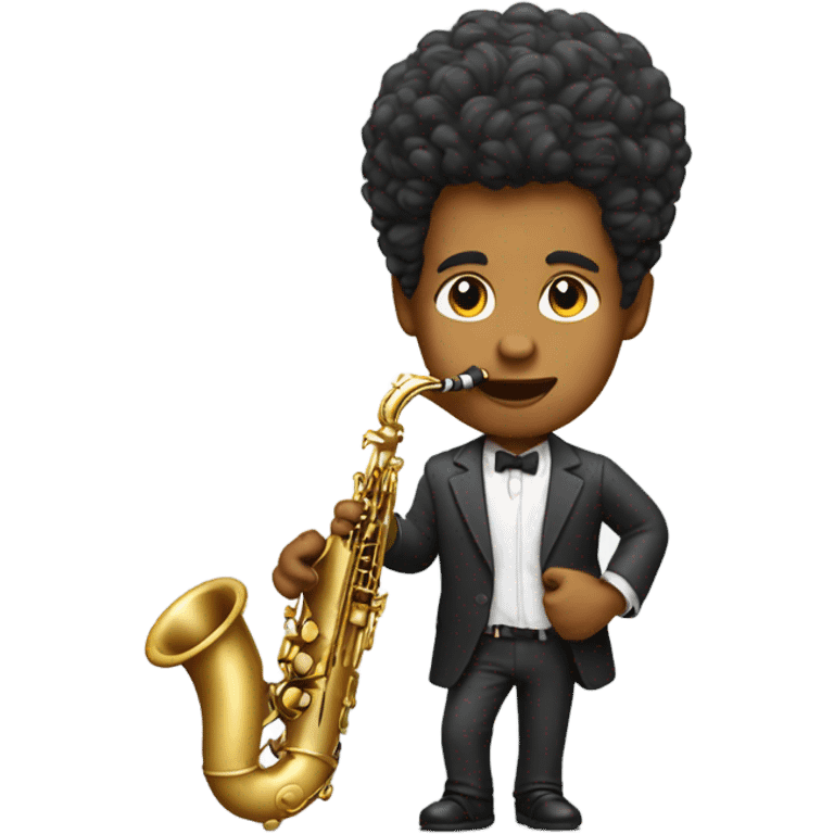 clean shaved guy with volume hair playing saxophone emoji