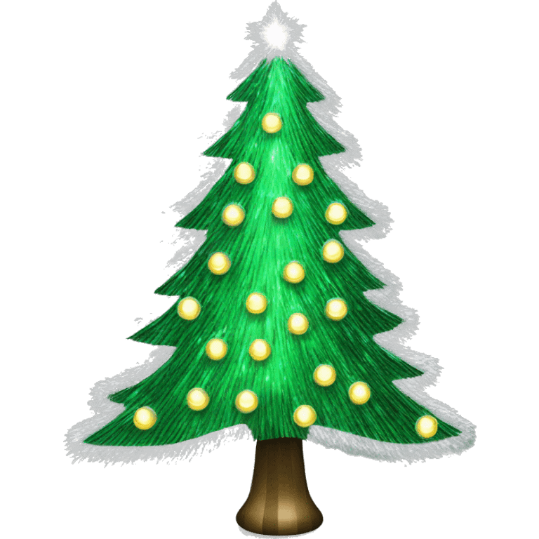 Silver Tinsel green Christmas tree lights  emoji