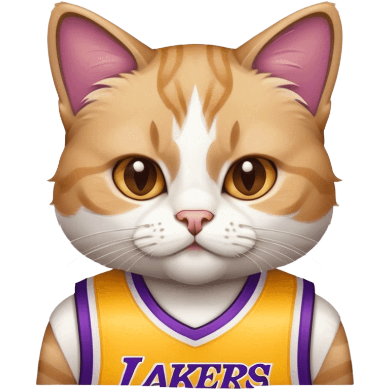 white brown Cat wearing a lakers lebron james jersey  emoji