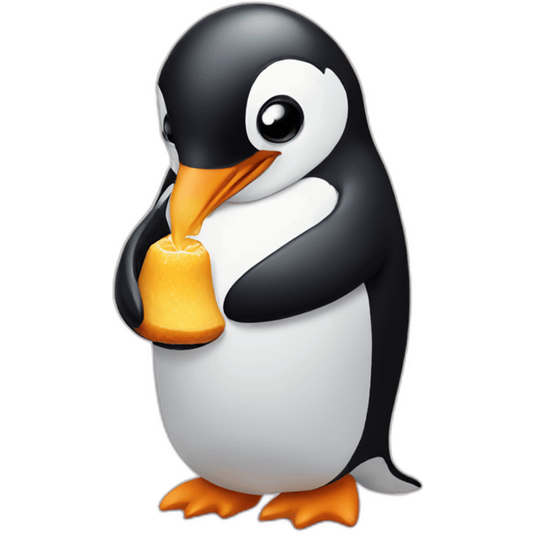 Penguin eating emoji