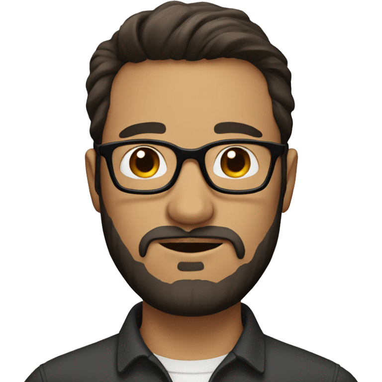 Guy with glasses, beard and dark brown hair emoji