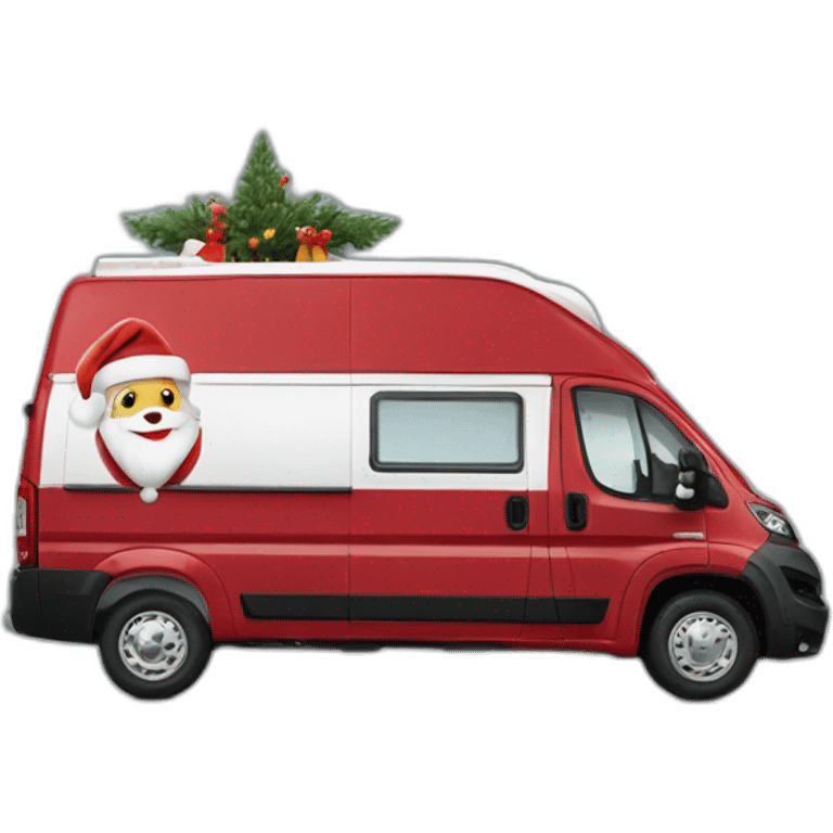 Converted Fiat Ducato campervan with Santa Clause sitting on the roof  emoji