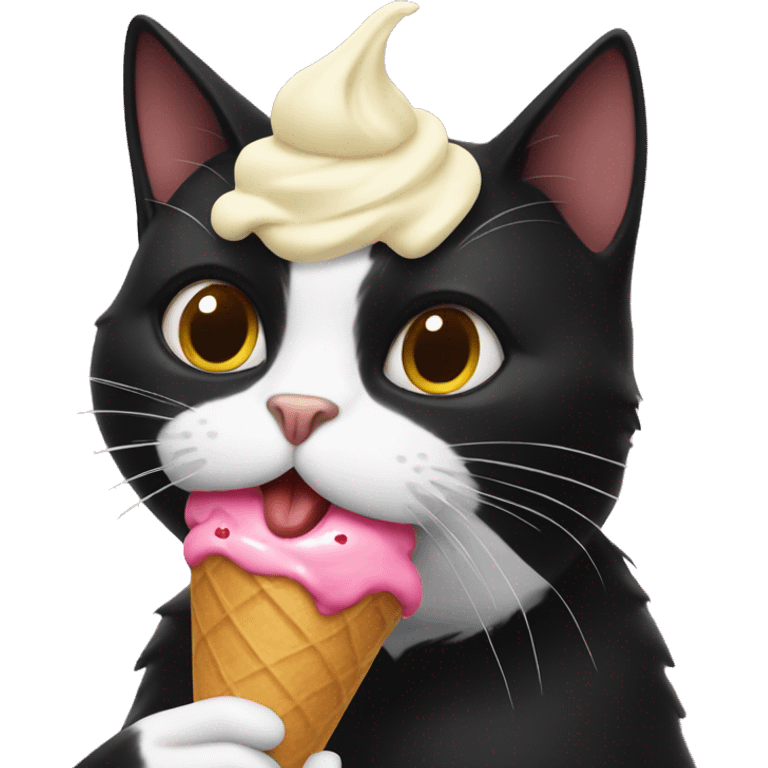 Black cat eating ice cream  emoji