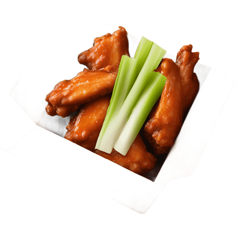 hot wings with celery carrots with ranch on the side in takeout box ￼￼ emoji