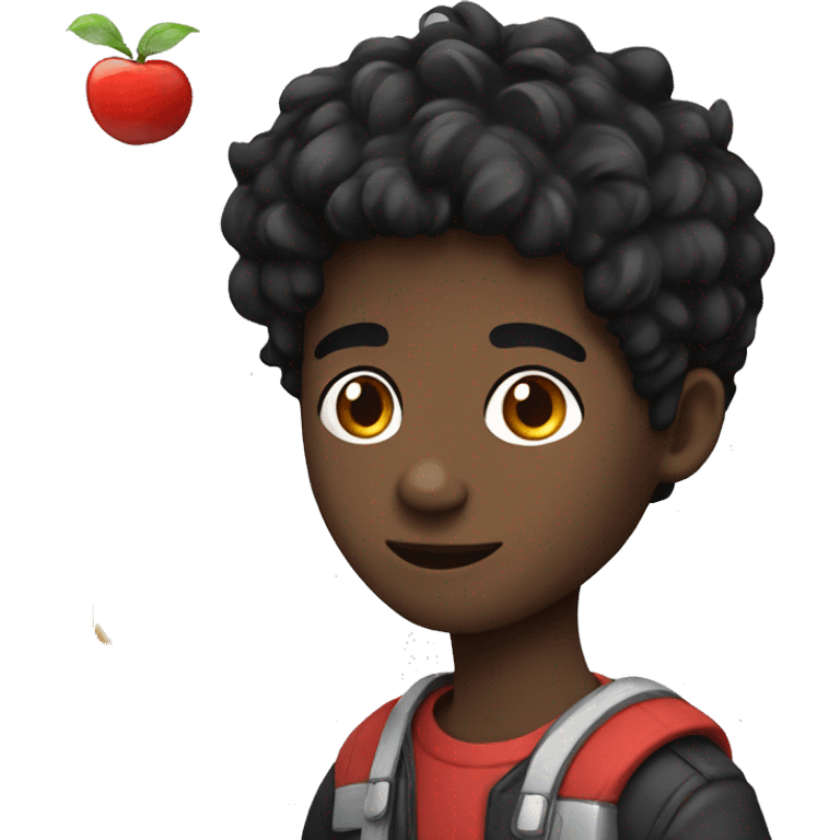 A black haired boy with a gamer set emoji