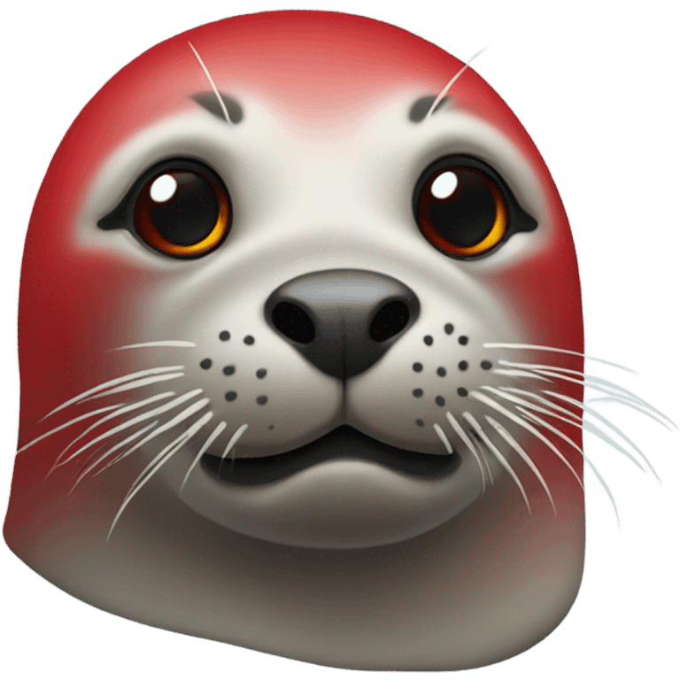 A seal with the skin colour red emoji