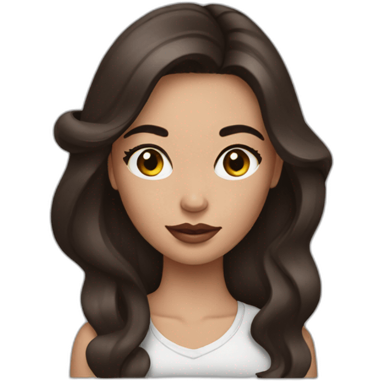 brunette girl doing makeup emoji