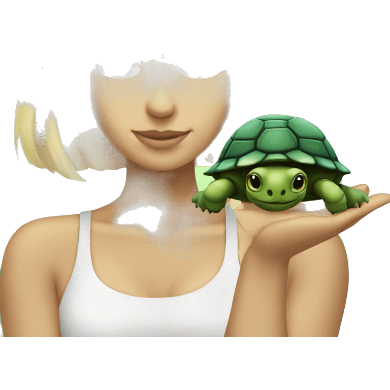 turtle in the hands of a blonde emoji